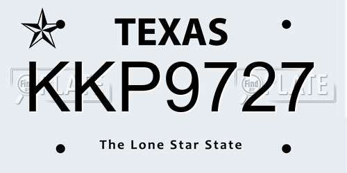 KKP9727 Texas License Plate
