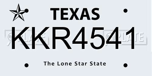 KKR4541 Texas License Plate