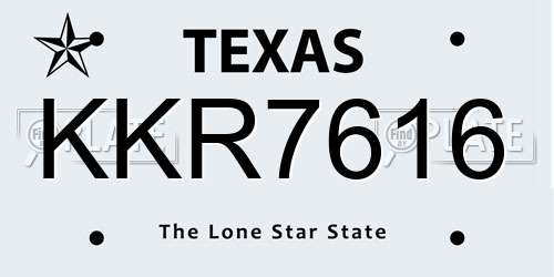 KKR7616 Texas License Plate