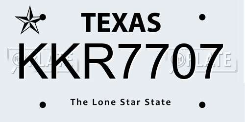 KKR7707 Texas License Plate