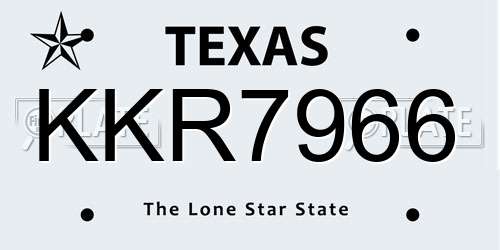 KKR7966 Texas License Plate