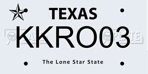 KKRO03 Texas License Plate