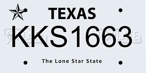 KKS1663 Texas License Plate