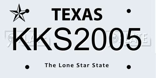 KKS2005 Texas License Plate