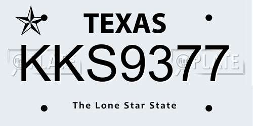KKS9377 Texas License Plate
