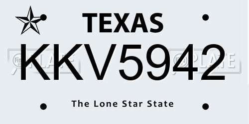 KKV5942 Texas License Plate