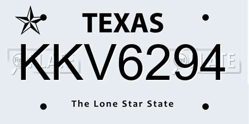 KKV6294 Texas License Plate