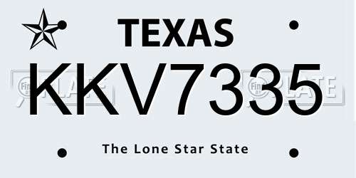 KKV7335 Texas License Plate