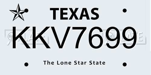 KKV7699 Texas License Plate