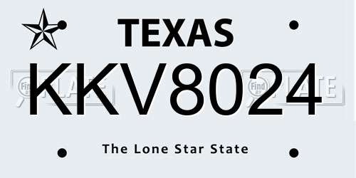 KKV8024 Texas License Plate