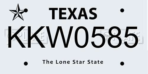 KKW0585 Texas License Plate