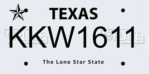 KKW1611 Texas License Plate