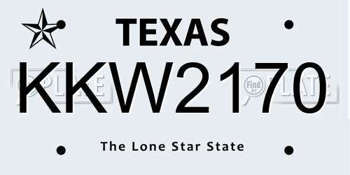 KKW2170 Texas License Plate