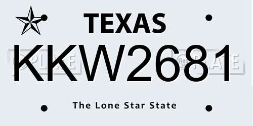 KKW2681 Texas License Plate