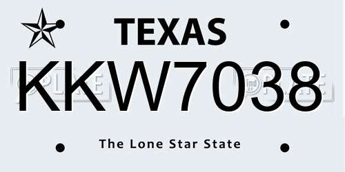 KKW7038 Texas License Plate