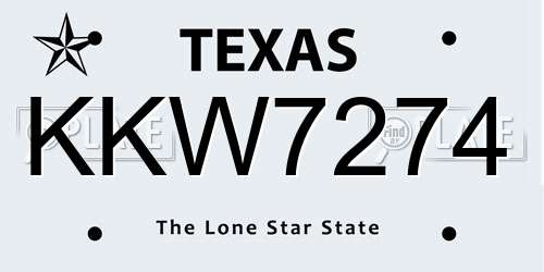 KKW7274 Texas License Plate