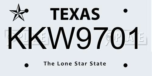 KKW9701 Texas License Plate