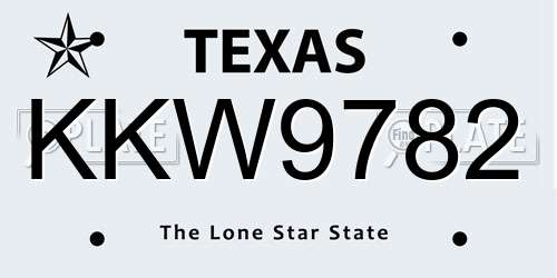KKW9782 Texas License Plate