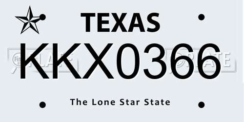 KKX0366 Texas License Plate