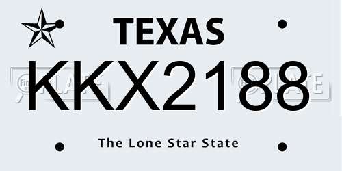 KKX2188 Texas License Plate