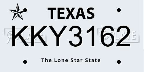 KKY3162 Texas License Plate