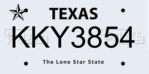 KKY3854 Texas License Plate