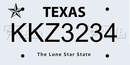 KKZ3234 Texas License Plate