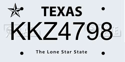 KKZ4798 Texas License Plate