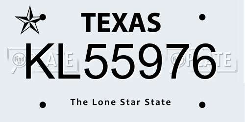 KL55976 Texas License Plate