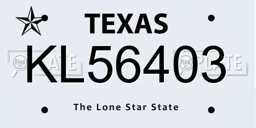 KL56403 Texas License Plate
