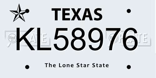 KL58976 Texas License Plate