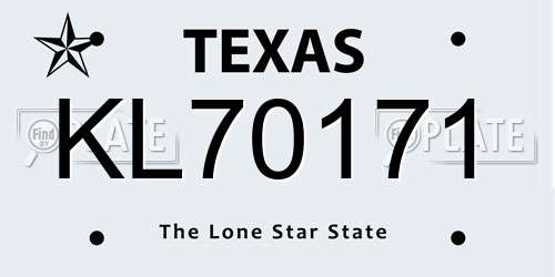 KL70171 Texas License Plate