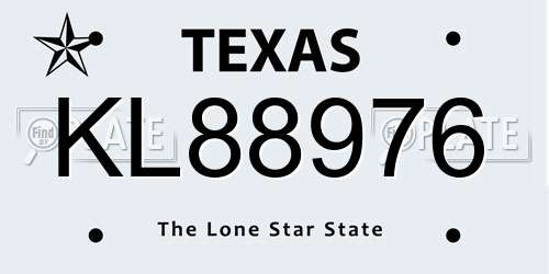 KL88976 Texas License Plate