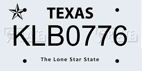 KLB0776 Texas License Plate
