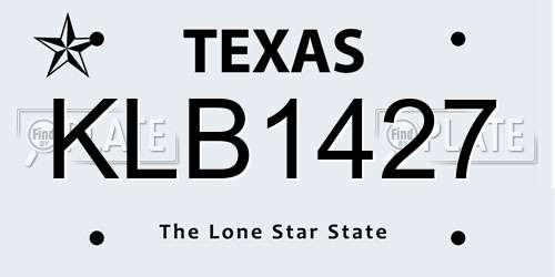 KLB1427 Texas License Plate