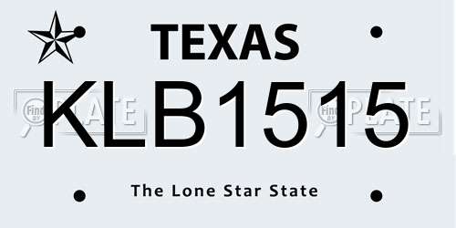 KLB1515 Texas License Plate