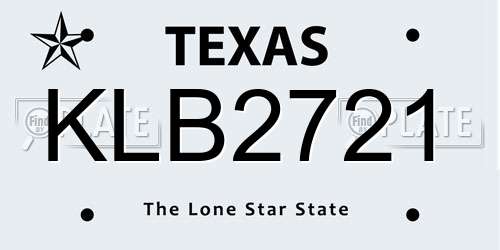 KLB2721 Texas License Plate