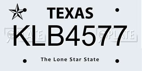 KLB4577 Texas License Plate