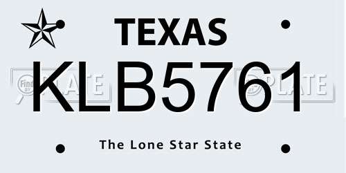 KLB5761 Texas License Plate