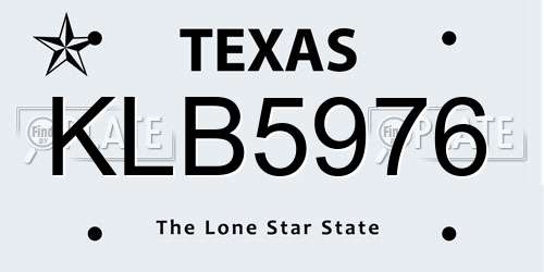 KLB5976 Texas License Plate