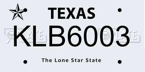 KLB6003 Texas License Plate