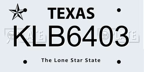 KLB6403 Texas License Plate