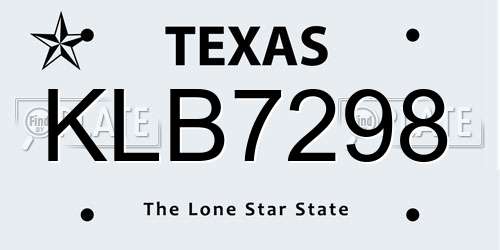 KLB7298 Texas License Plate