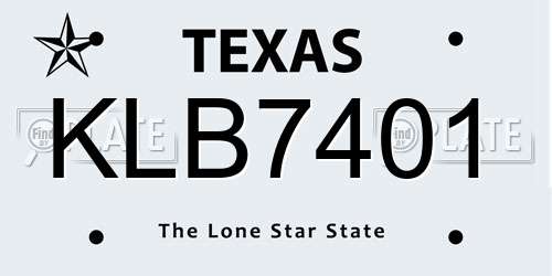 KLB7401 Texas License Plate