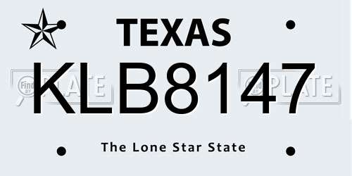 KLB8147 Texas License Plate