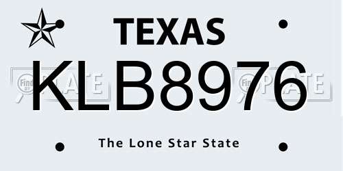 KLB8976 Texas License Plate