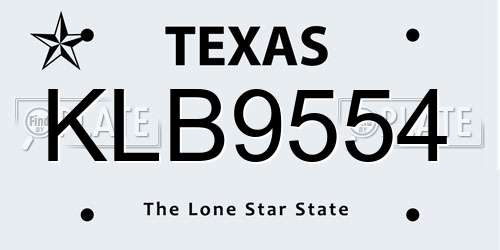 KLB9554 Texas License Plate