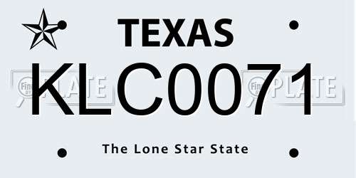 KLC0071 Texas License Plate
