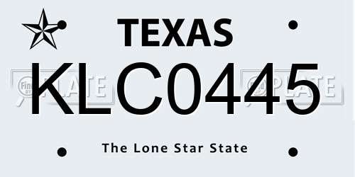 KLC0445 Texas License Plate