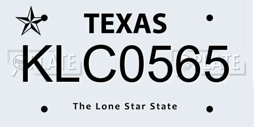 KLC0565 Texas License Plate